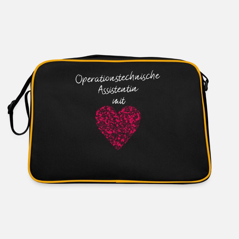 OTA mit Herz Operationstechnik Operationssaal - Retro Tasche - Schwarz/Gold