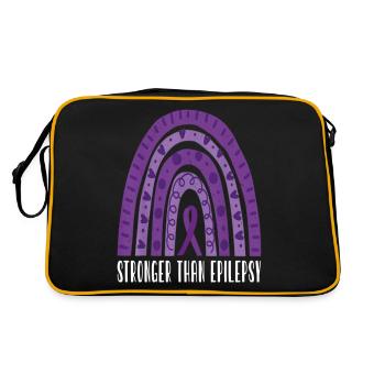Epilepsy Awareness Ribbon - Retro Tasche - Schwarz/Gold - Hinten