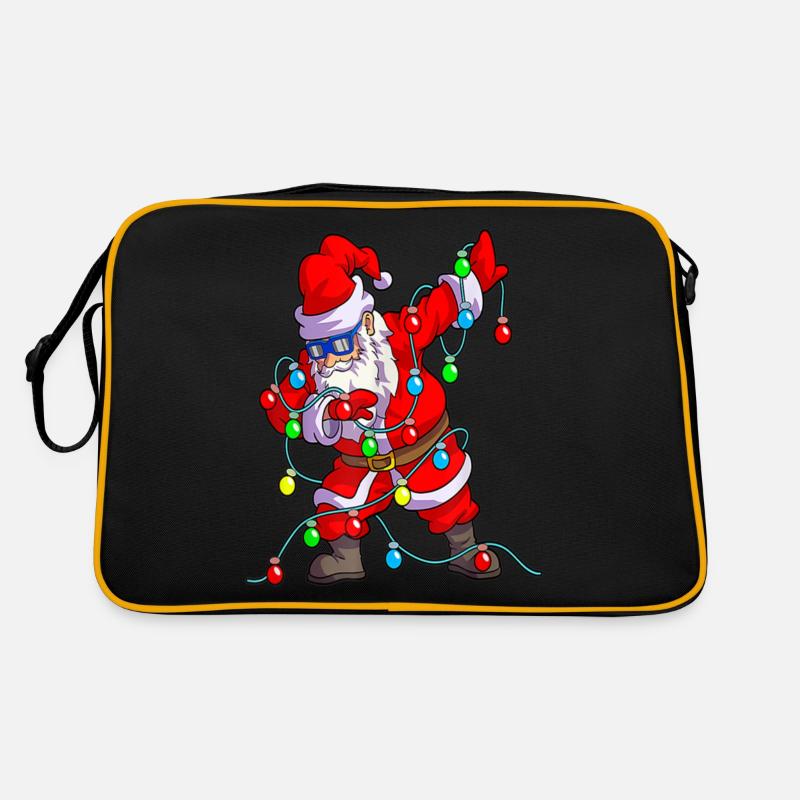 Lumières de Noël tamponnant le Père Noël - Sac Retro - noir/or