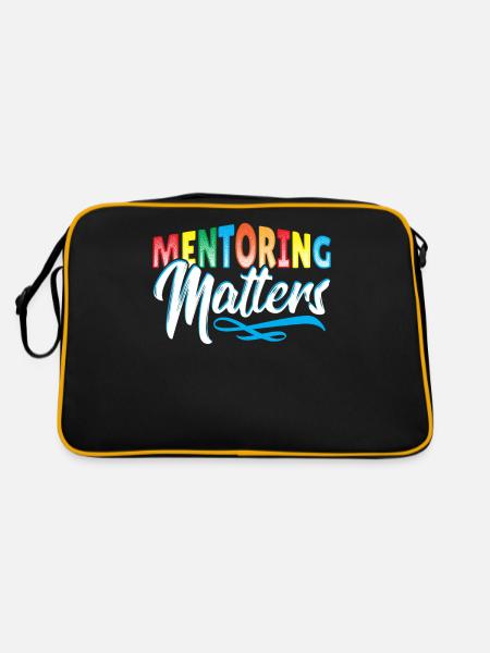 Mentor Mentoring Motivations-Lehrer Stark Bestimmt - Retro Tasche - Schwarz/Gold - Hinten