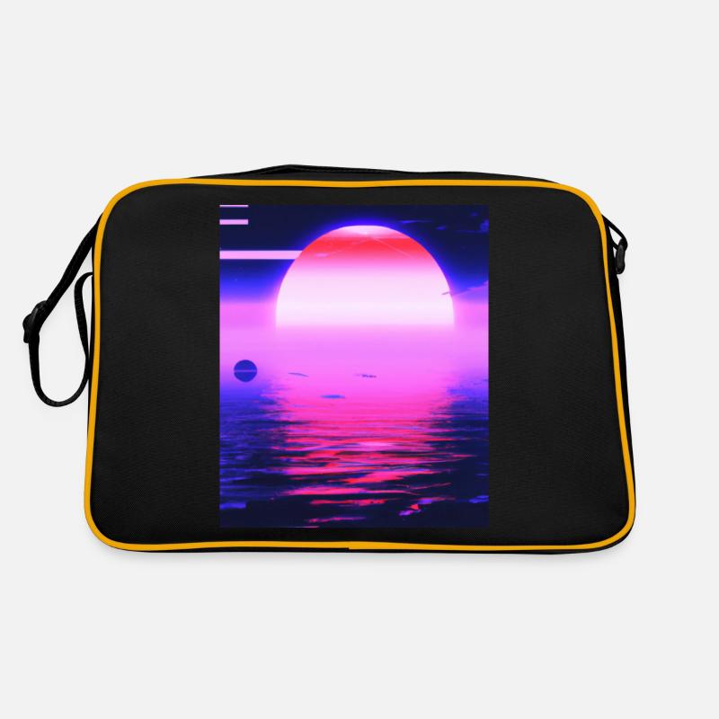 Vaporwave Sun Synthwave Sunset - Retro Tasche - Schwarz/Gold