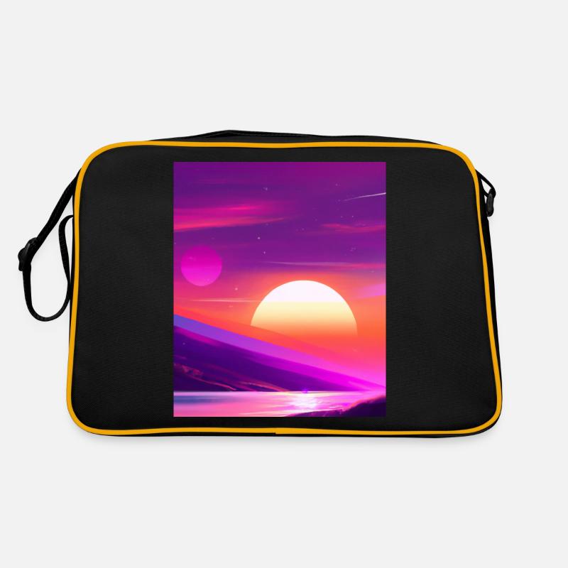 Vaporwave Sun Synthwave Sunset - Retro Tasche - Schwarz/Gold
