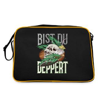 Bist Du deppert Dschungel Insel Geschenk - Retro Tasche - Schwarz/Gold - Hinten