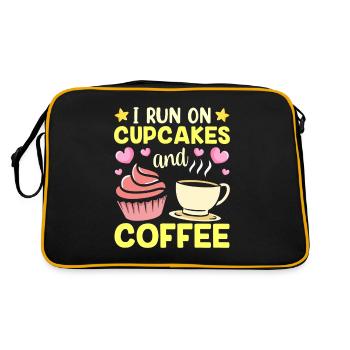 Je marche sur des cupcakes et des cupcakes au café en mangeant - Sac Retro - noir/or - Dos