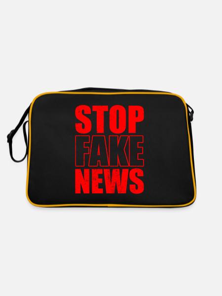 Halte aux fake news Liberté de la presse Droit de la presse - Sac Retro - noir/or - Dos