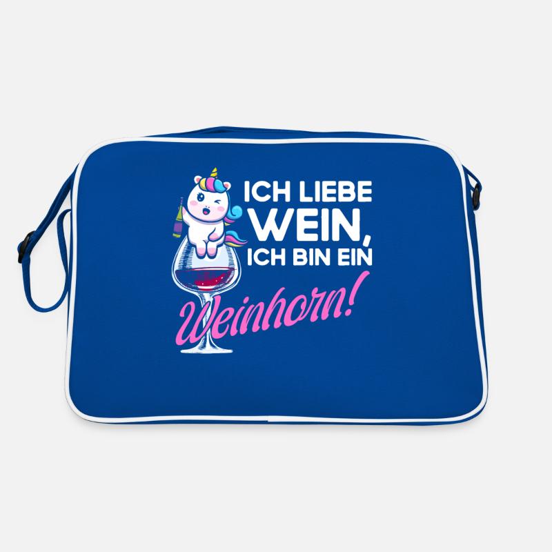 Ich Liebe Wein Ich Bin ein Einhorn Retro Tasche