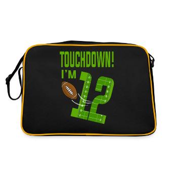 Fußballspieler Touchdown Ich bin 12 Fußball Geburtstag - Retro Tasche - Schwarz/Gold - Hinten