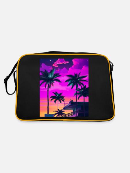 Synthwave Sun Hawaii Vaporwave Aesthetic - Retro Bag - black/gold - Back