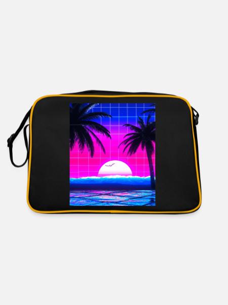 Synthwave Sun Hawaii Vaporwave Esthétique - Sac Retro - noir/or - Dos