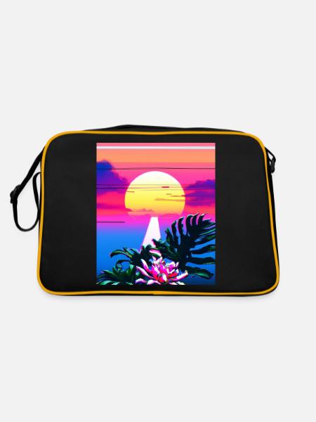 Synthwave Sun Hawaii Vaporwave Esthétique - Sac Retro - noir/or - Dos