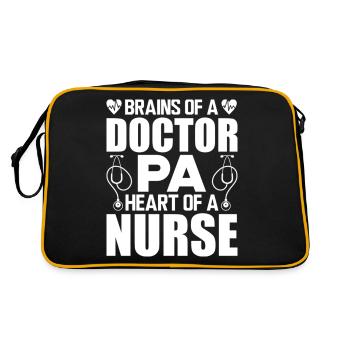Physician Assistant Brains Of A Doctor Heart Nurse - Retro Tasche - Schwarz/Gold - Hinten
