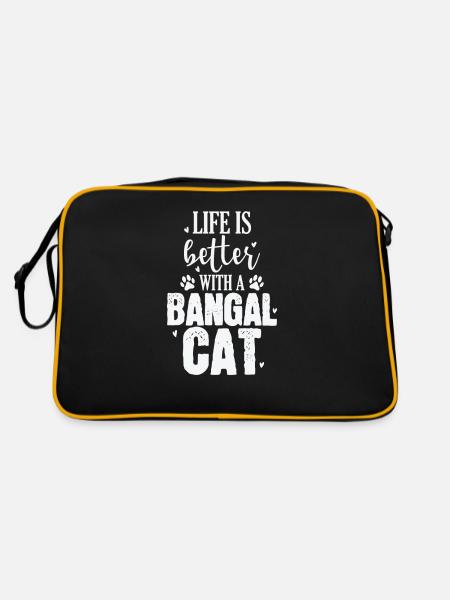 Life is better with a Bangal Cat Domestic Cat - Retro Bag - black/gold - Back