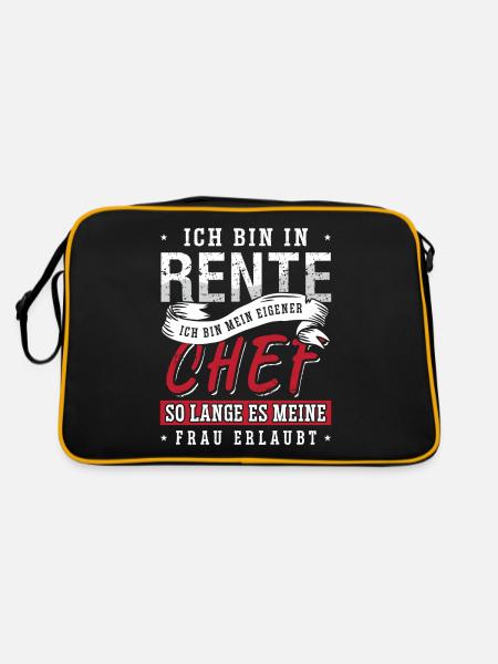 Ich bin in Rente und mein eigener Chef Rentner - Retro Tasche - Schwarz/Gold - Hinten