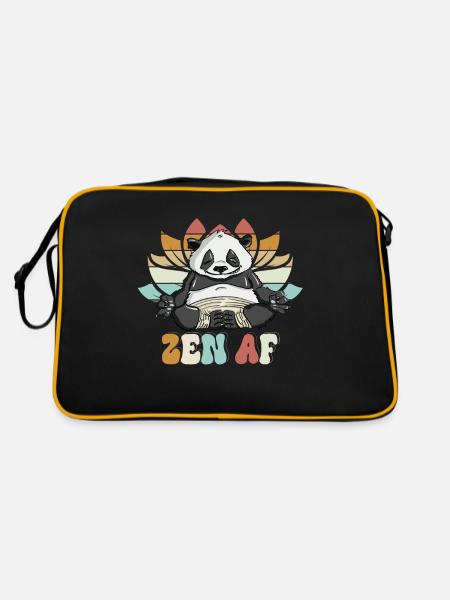 Peaceful Zen AF Panda Yoga Explorative Graphic - Retro Tasche - Schwarz/Gold - Hinten