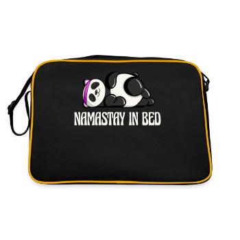 Nappy Namaste in Bed Panda Lazy Artwork - Retro Tasche - Schwarz/Gold - Hinten