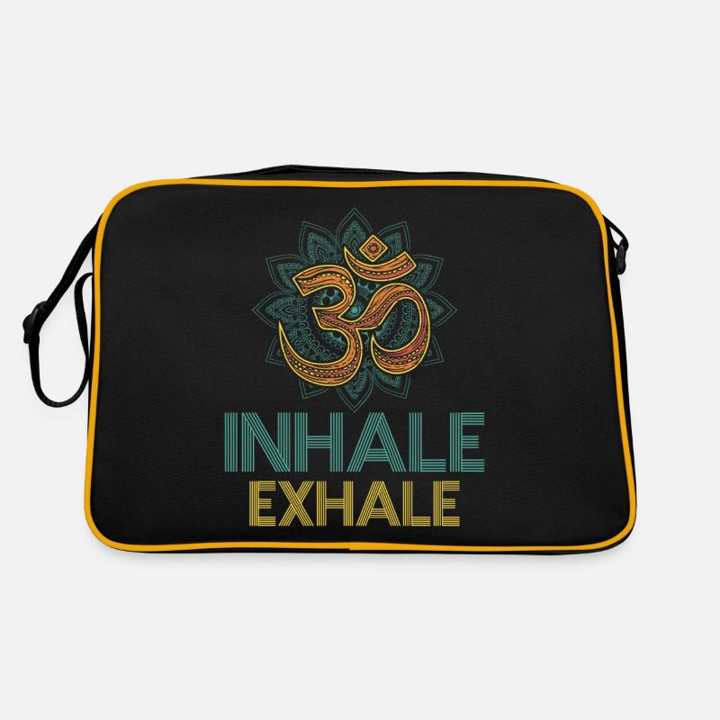 Devanagari Inhale Exhale Namaste Greetings Classic - Retro Tasche - Schwarz/Gold