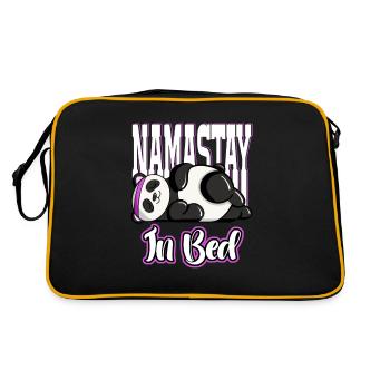 Tired Namaste in Bed Panda Lazy Artwork - Retro Tasche - Schwarz/Gold - Hinten
