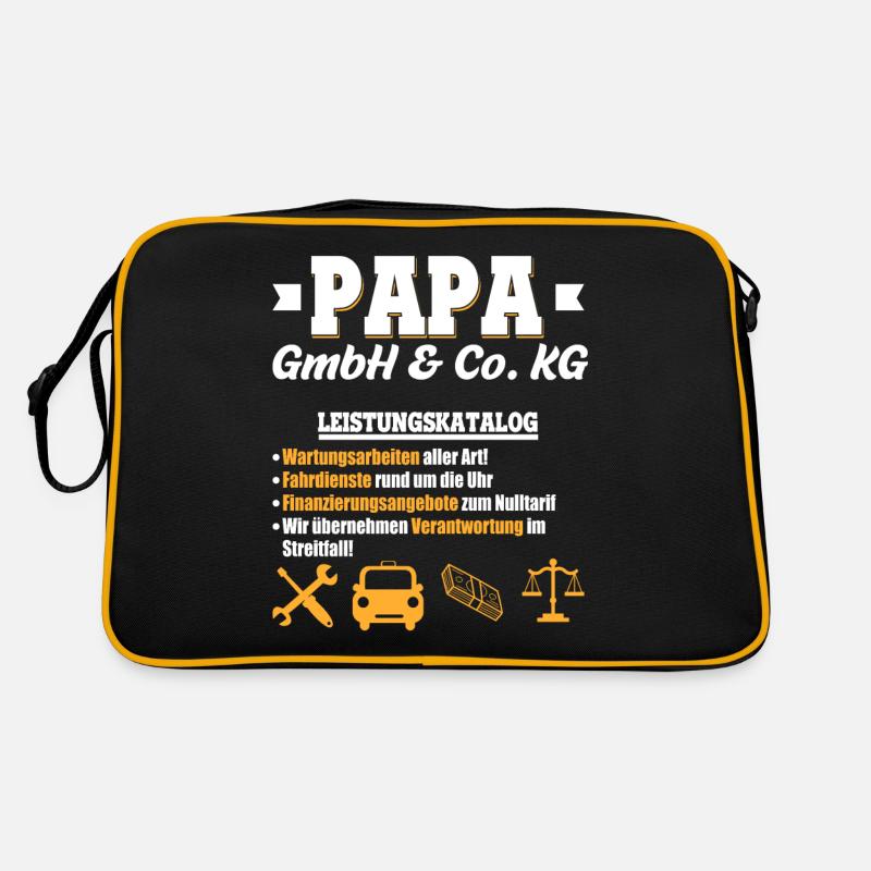 Papa GmbH & Co Leistungskatalog Vaterschaft Kinder - Retro Tasche - Schwarz/Gold