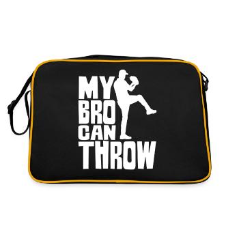 Mein Bruder Kann Werfen Werfer Baseball Pitcher - Retro Tasche - Schwarz/Gold - Hinten