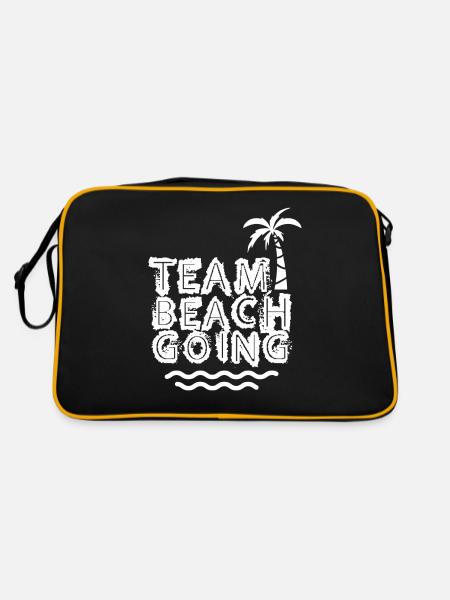 Team Beachgoing Strand Strandgänger Strandurlaub - Retro Tasche - Schwarz/Gold - Hinten