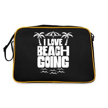 Ich Liebe Strandurlaub Strand Strandgänger Beach - Retro Tasche - Schwarz/Gold - Hinten