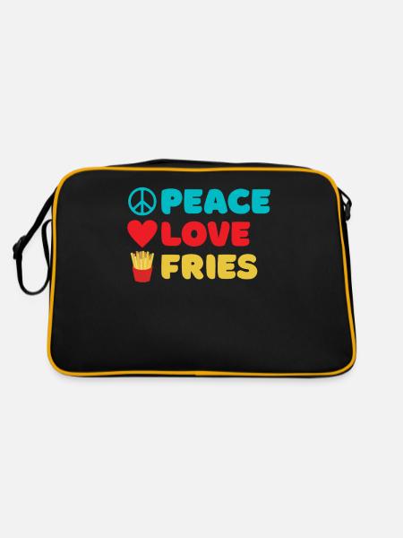 French Fries Lover Fast Food Gifts - Retro Bag - black/gold - Back