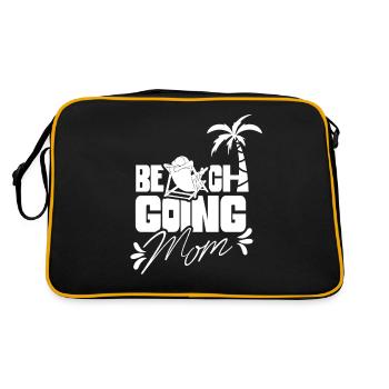 Strandbesuch Mutter Beach Strand Strandurlaub - Retro Tasche - Schwarz/Gold - Hinten