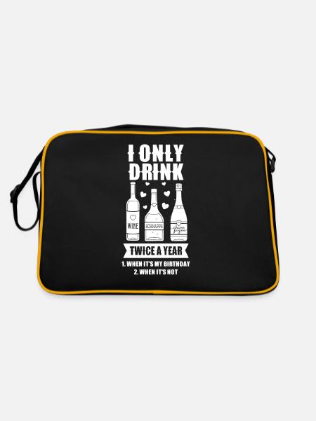 Drink twice a year if birthday if not - Retro Bag - black/gold - Back