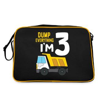 Dump Everything I'm 3 Birthday Construction 3rd - Retro Tasche - Schwarz/Gold - Hinten