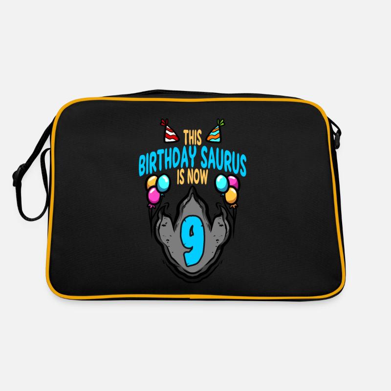 Ce Saurus est le 9e anniversaire de l'empreinte de dinosaure - Sac Retro - noir/or