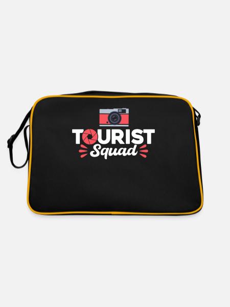 Tourist Squad Camera Girl Urlaub - Retro Tasche - Schwarz/Gold - Hinten