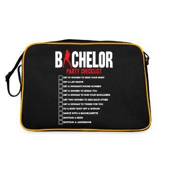 Liste de contrôle de l’enterrement de vie de garçon - Sac Retro - noir/or - Dos