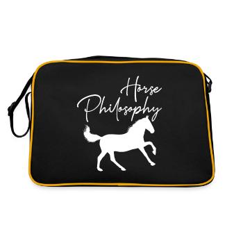 Pferd Philosophie Reiten Tier Western Style Weiß - Retro Tasche - Schwarz/Gold - Hinten
