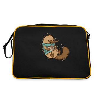 Ornithorynque en hiver avec pull et café - Sac Retro - noir/or - Dos