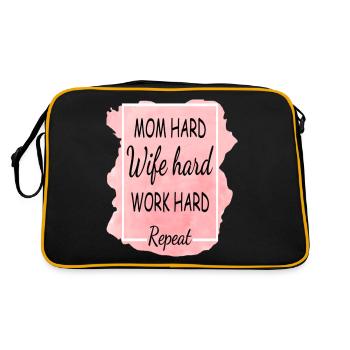 Mom Hard Wife Hard Work Hard Repeat - Retro Tasche - Schwarz/Gold - Hinten