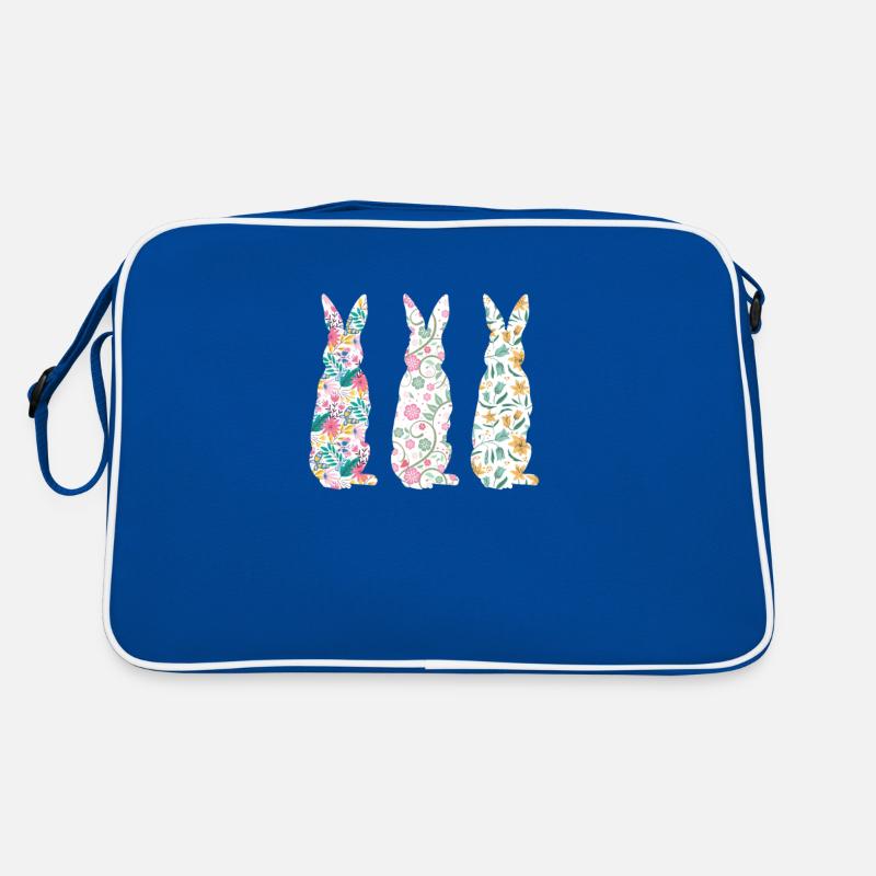 Easter Three Bunnies Rabbit Flower Retro Tasche