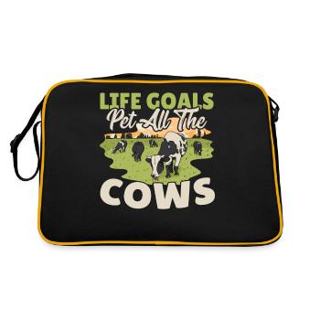 Life Goals Pet All The Cows Moo Cow Farmer - Retro Bag - black/gold - Back