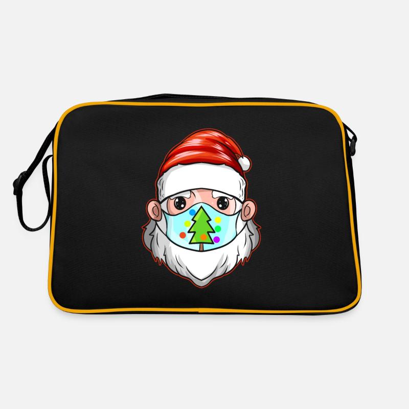 Santa With Christmas Tree Mask Celebrating Retro Bag