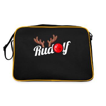Rudolph The Reindeer Antlers Red Nose Christmas - Retro Tasche - Schwarz/Gold - Hinten