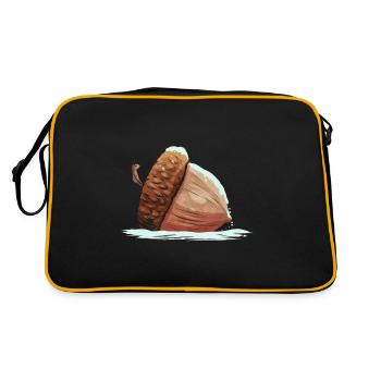 Acorn Lying In The Snow Autumn Christmas - Retro Tasche - Schwarz/Gold - Hinten