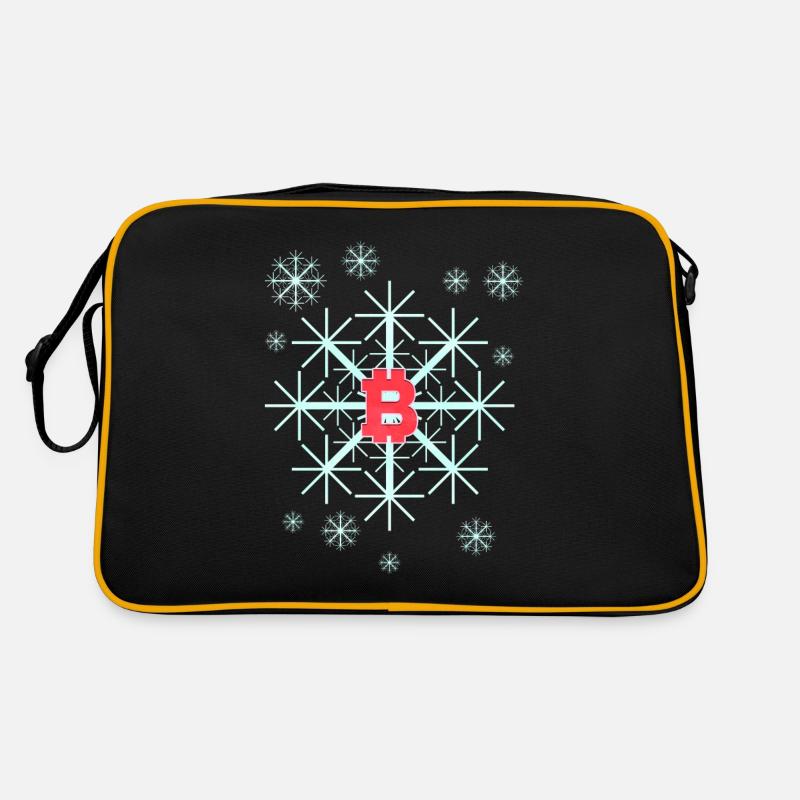 Snowflake In Winter On Christmas With Bitcoin - Retro Tasche - Schwarz/Gold