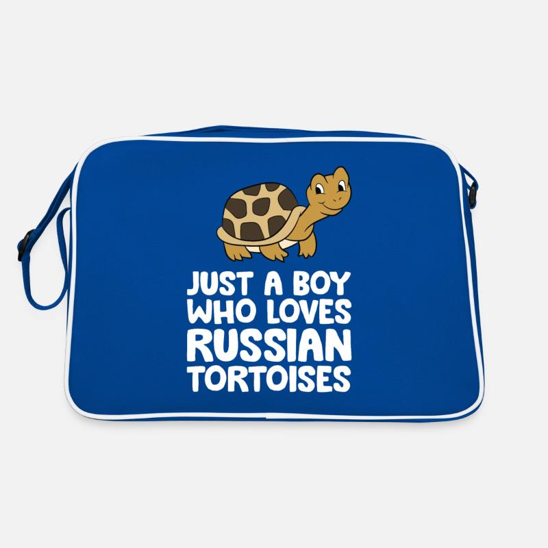 Nur ein Junge, der russische Landschildkröten Retro Tasche