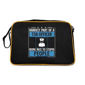 Lustiger Flughafen-Sicherheitskontrollpunkt für - Retro Tasche - Schwarz/Gold - Hinten