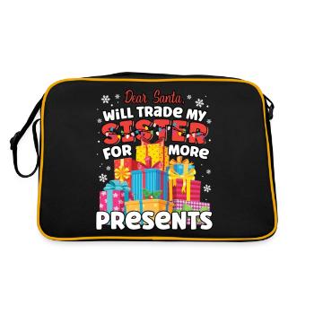 Cher Père Noël échangera sœur frère Noël - Sac Retro - noir/or - Dos