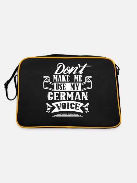 Zwinge Mich Nicht Meine Deutsche Stimme Deutsch - Retro Tasche - Schwarz/Gold - Hinten