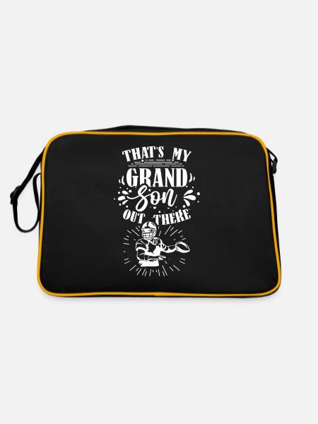Das Ist Mein Enkel Da Draußen American Football - Retro Tasche - Schwarz/Gold - Hinten
