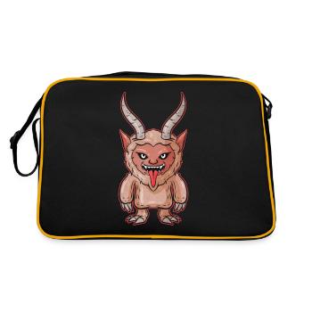 Kawaii Krampus Diable Démon Sombre Noël - Sac Retro - noir/or - Dos