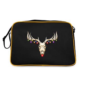 Reindeer Skull of Rudolph With Fairy Lights Dark - Retro Bag - black/gold - Back