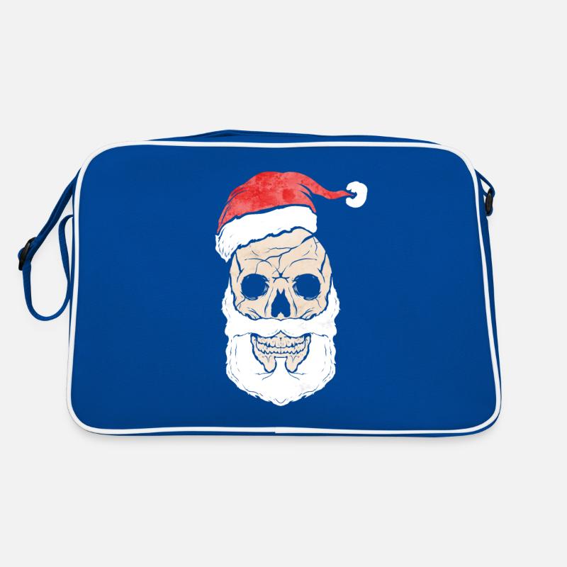 Skull With Beard And Santas Hat For Dark Christmas Retro Tasche