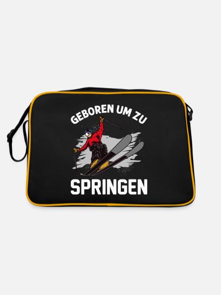 Geboren Um Zu Springen Sport Hobby Skispringen - Retro Tasche - Schwarz/Gold - Hinten